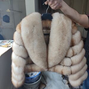 Luxurious Beige Fur Cropped Jacket - Women's Coat
